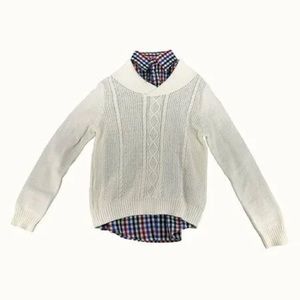 Boys 2 piece Cable Sweater and Button up Shirt